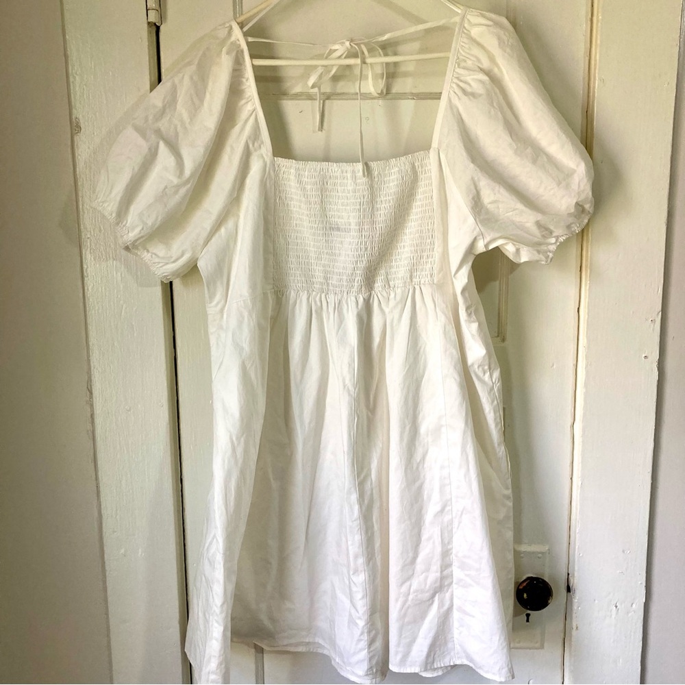 Draper James Babydoll White Dress. 100% Cotton with Pockets. 2X. Boho.